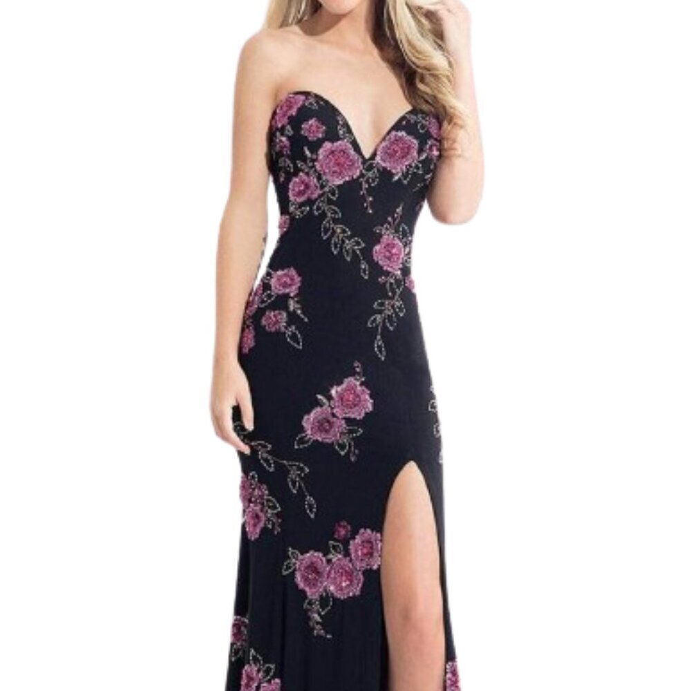 SALE NWT Rachel Allan 6203 Jersey Prom Dress Black Size 4